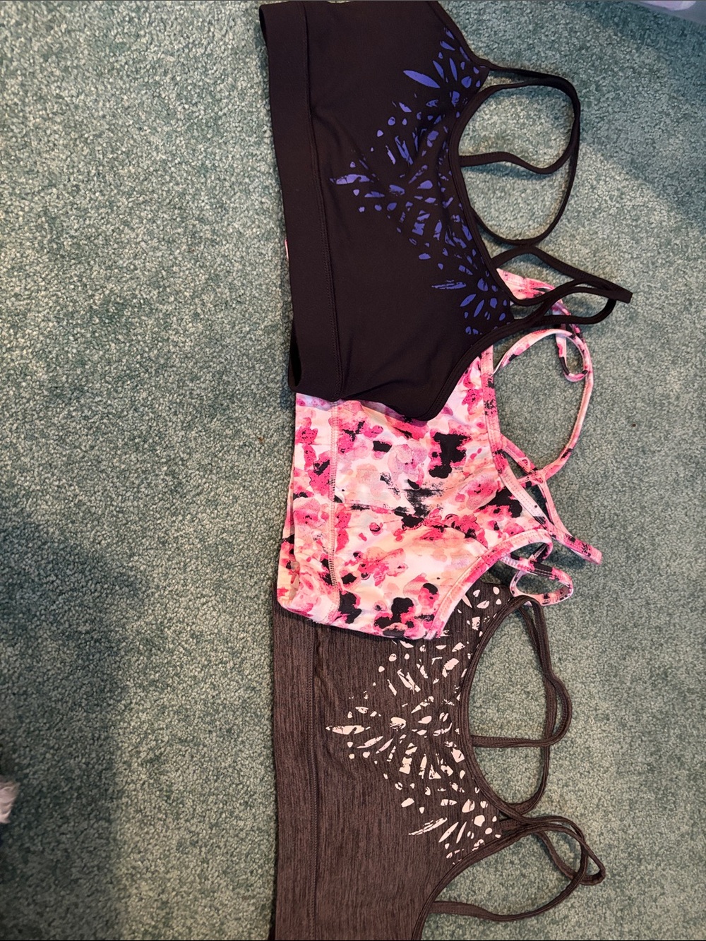 Gaiam Women Small Sports Bra Bundle 3 Pack Floral Print Padded Activewear